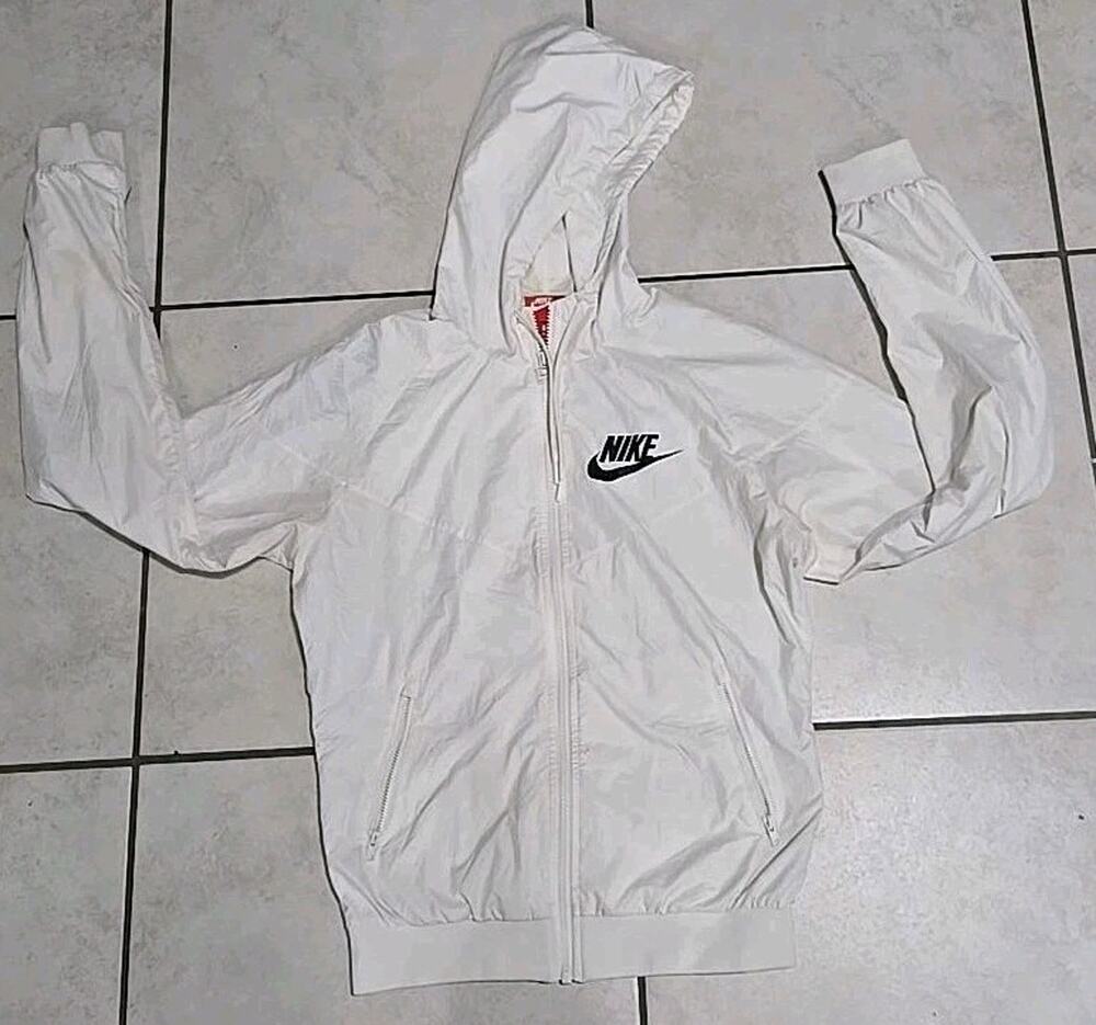 Nike Windrunner Jacket Womens Small White Hooded Full Zip 904306-133
